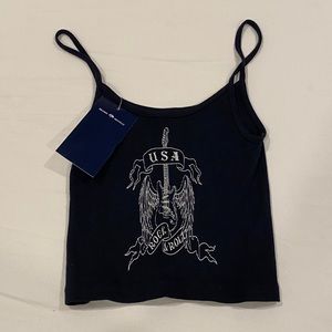 NWT brandy Melville black USA rock and roll tank